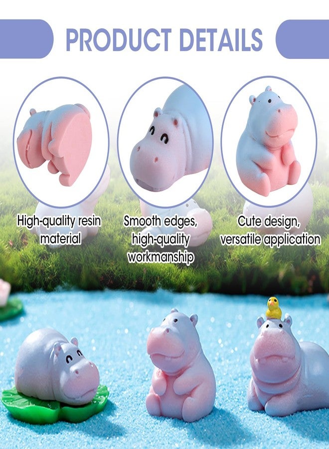 Nextpal 8 Pcs Mini Hippopotamus Figurines, Cute Hippo Decor for Car Dashboard and Desk, Small Animal Ornaments for Home Office Fairy Garden, Unique Hippopotamus Themed Decoration Set - Image 3
